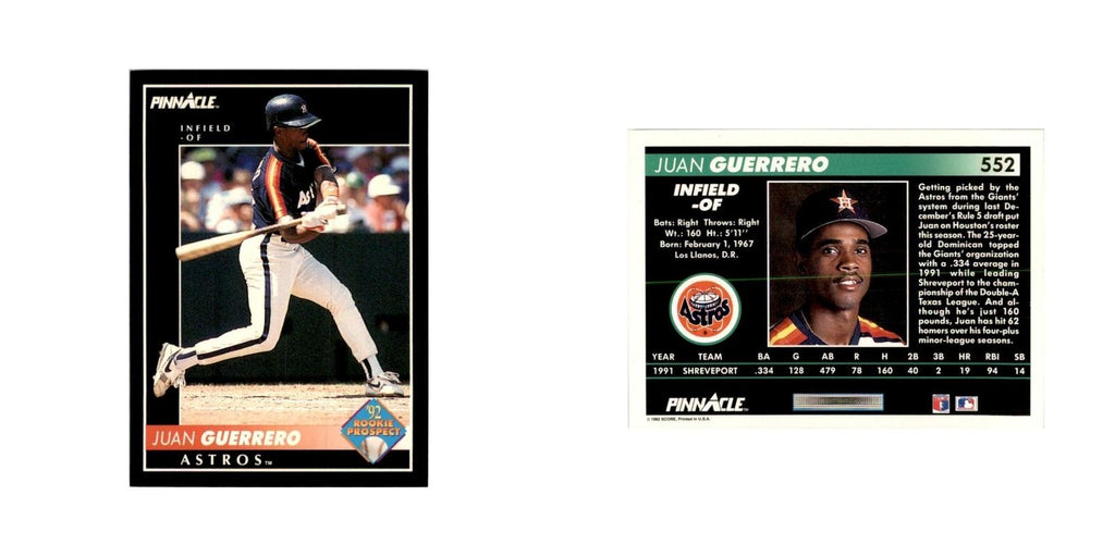 1992 Pinnacle Juan Guerrero Baseball Cards #552