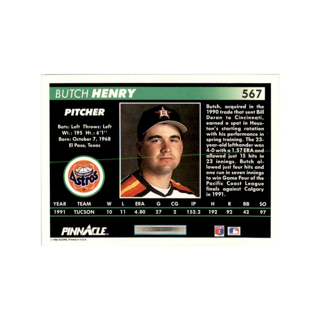 1992 Pinnacle Butch Henry Baseball Cards #567