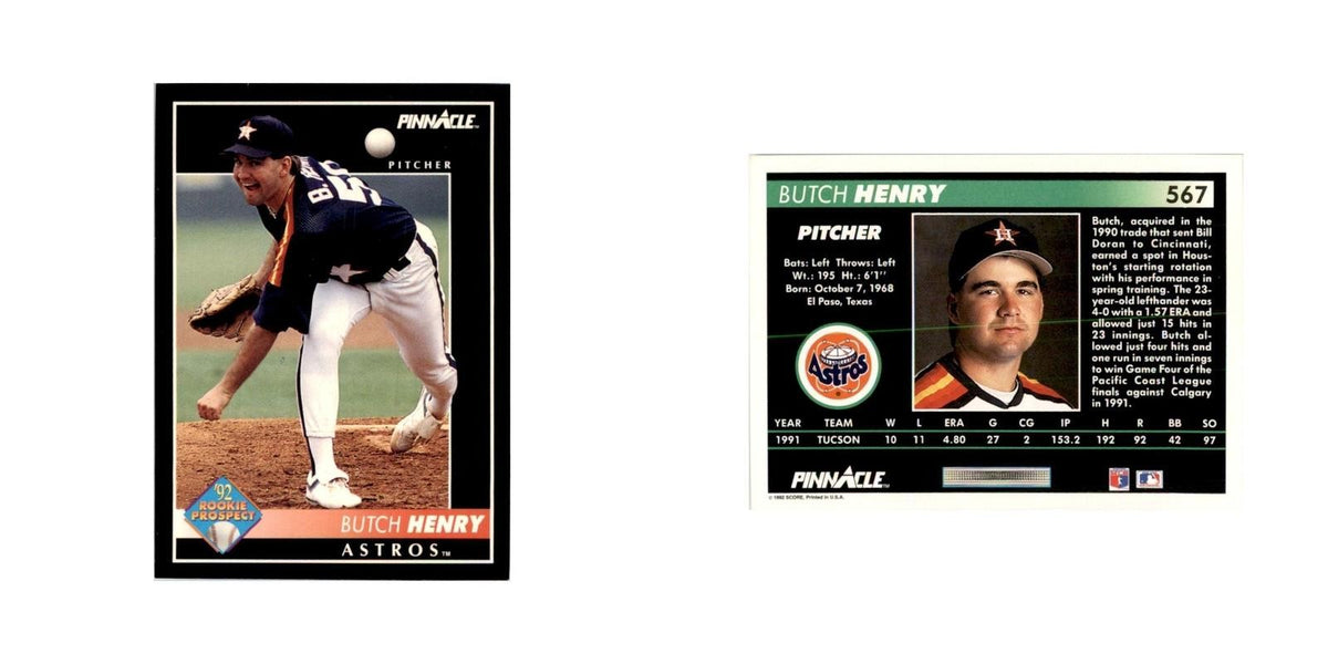 1992 Pinnacle Butch Henry Baseball Cards #567