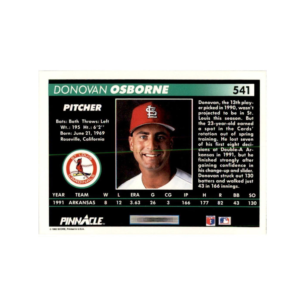 1992 Pinnacle Donovan Osborne Baseball Cards #541