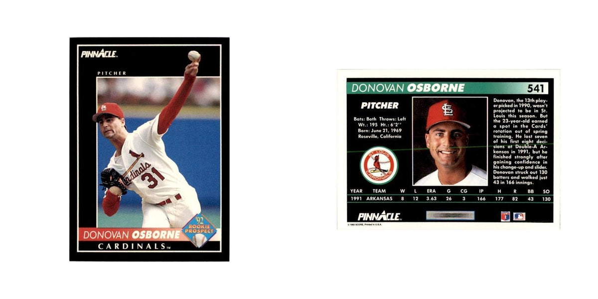 1992 Pinnacle Donovan Osborne Baseball Cards #541