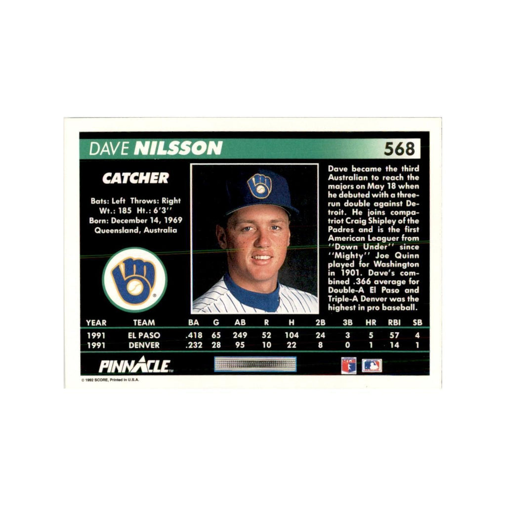 1992 Pinnacle Dave Nilsson Baseball Cards #568