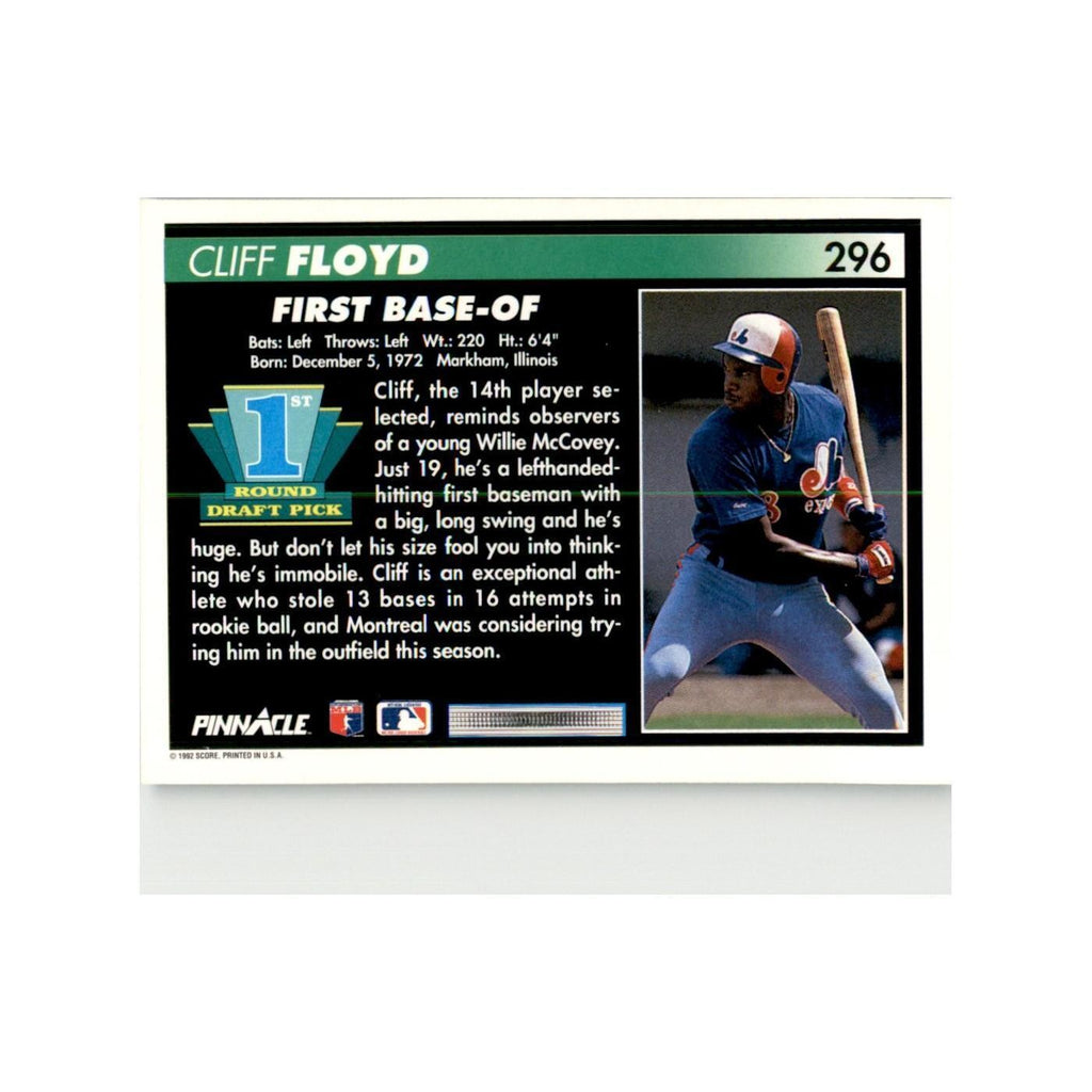 1992 Pinnacle Cliff Floyd Baseball Cards #296