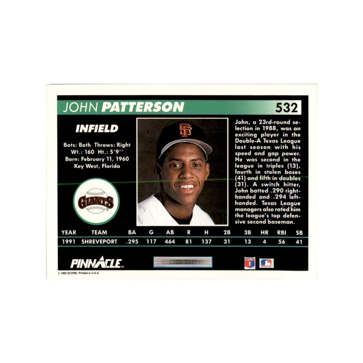 1992 Pinnacle John Patterson Baseball Cards #532