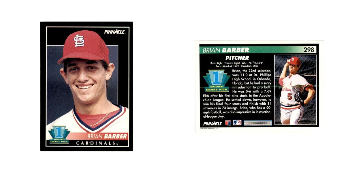 1992 Pinnacle Brian Barber Baseball Cards #298