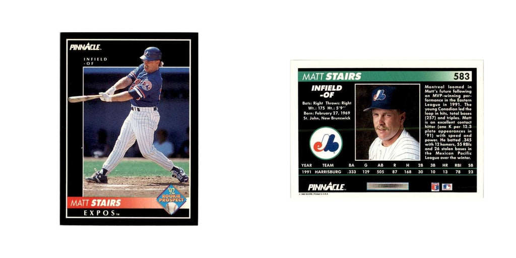 1992 Pinnacle Matt Stairs Baseball Cards #583