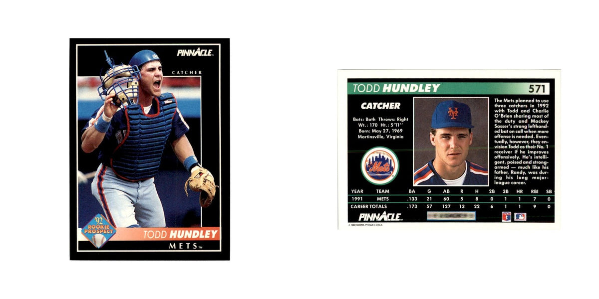 1992 Pinnacle Todd Hundley Baseball Cards #571
