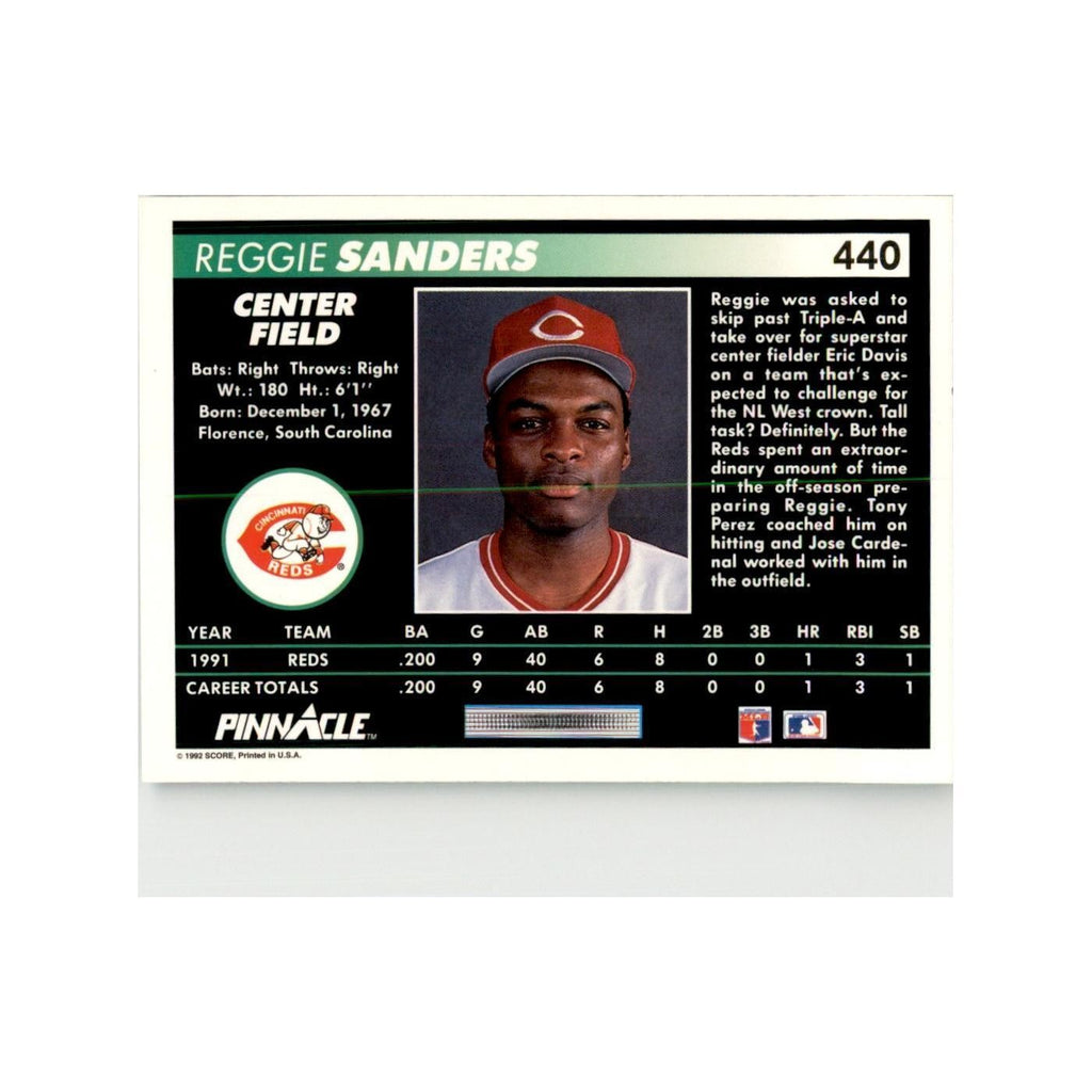 1992 Pinnacle Reggie Sanders Baseball Cards #440