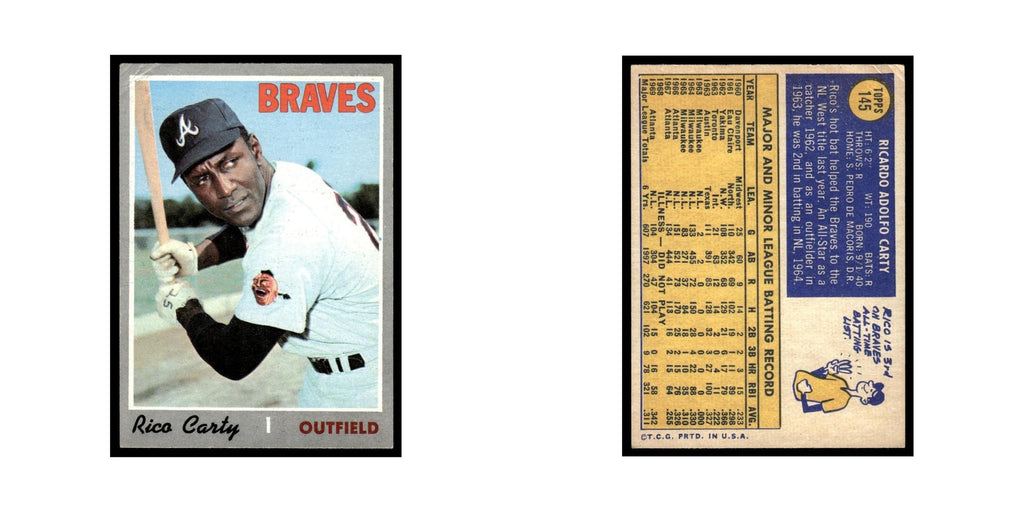 Rico Carty 1970 Topps (Damaged) #145 Atlanta Braves Baseball Card Poor