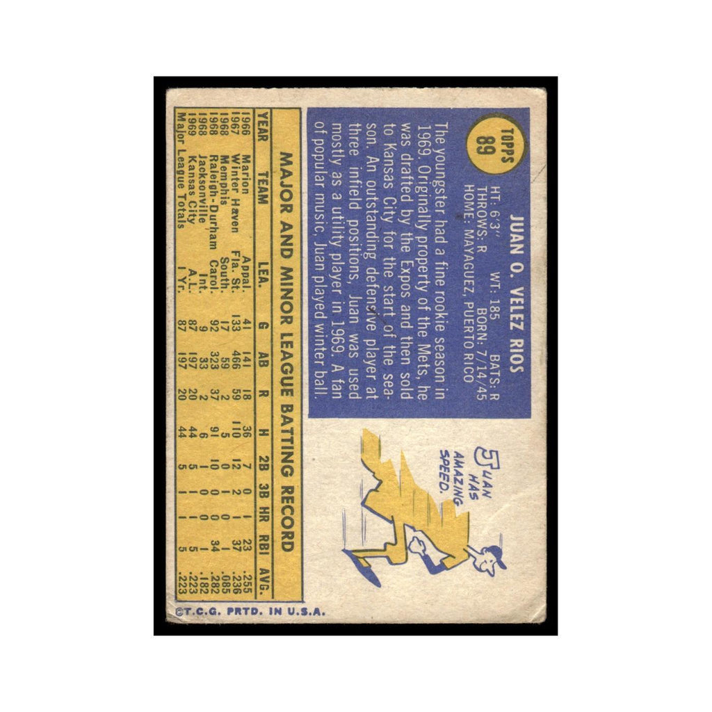 Juan Rios 1970 Topps (Damaged) #89 Kansas City Royals Baseball Card Poor