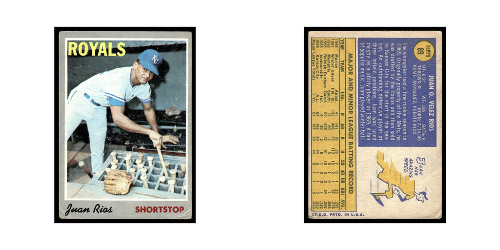 Juan Rios 1970 Topps (Damaged) #89 Kansas City Royals Baseball Card Poor
