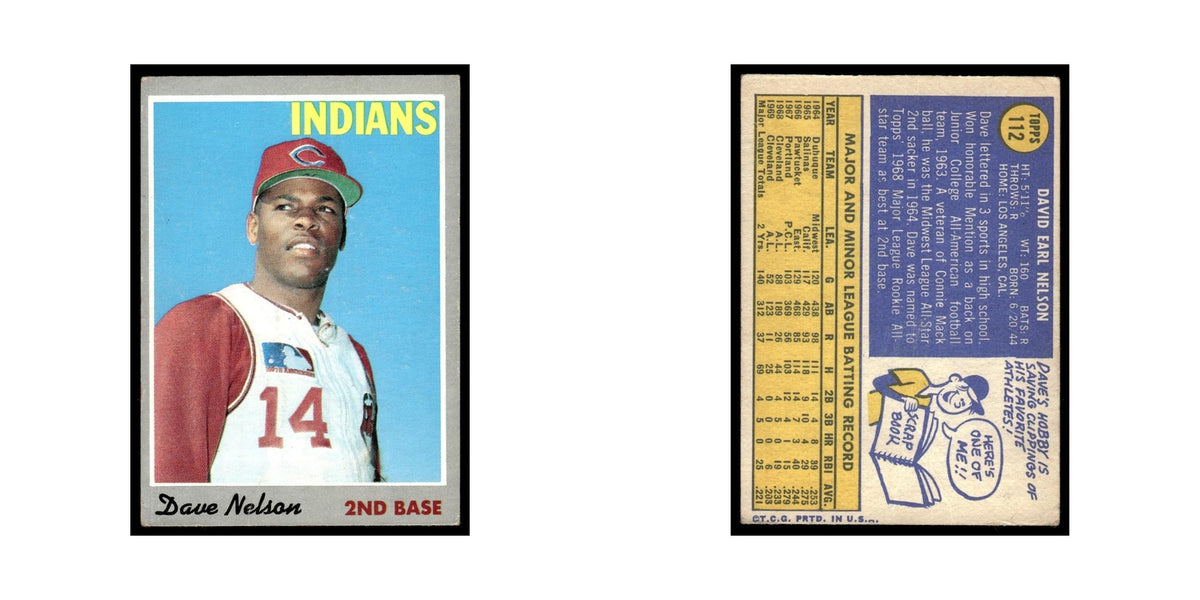 Dave Nelson 1970 Topps (Damaged) #112 Cleveland Indians Baseball Card Poor