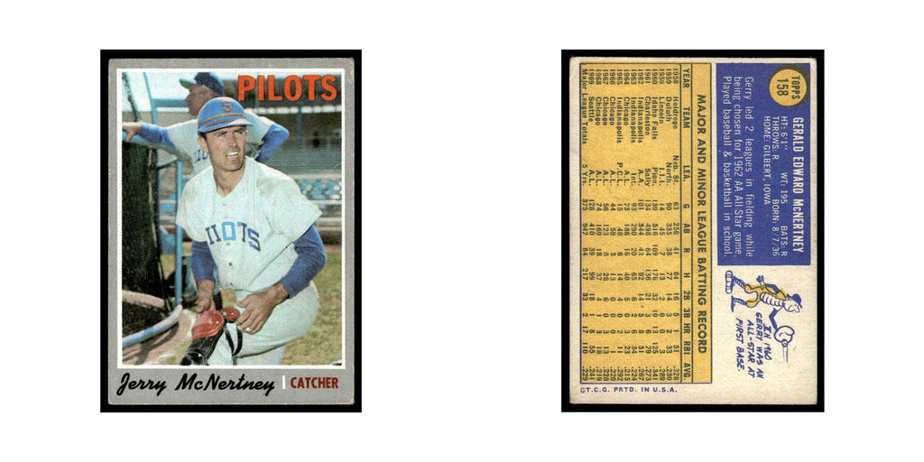 Jerry McNertney 1970 Topps (Damaged) #158 Seattle Pilots Baseball Card Poor