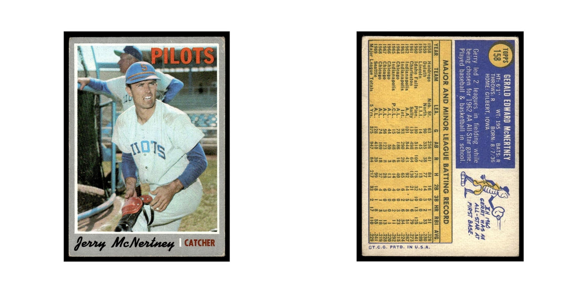 Jerry McNertney 1970 Topps (Damaged) #158 Seattle Pilots Baseball Card Poor