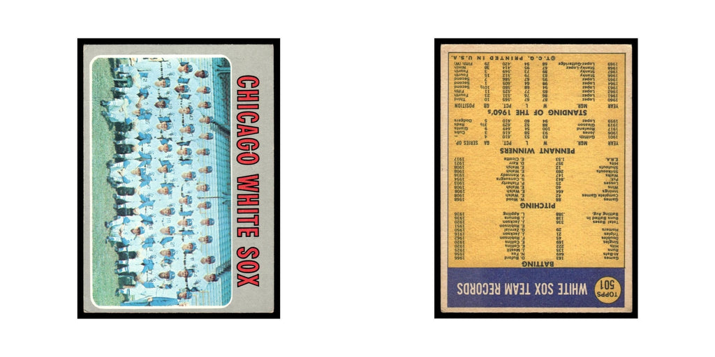 White Sox Team Photo Records 1970 Topps (Damaged) #501 Baseball Card Poor
