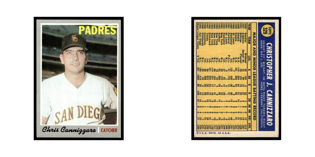 Chris Cannizzaro 1970 Topps (Damaged) #329 San Diego Padres Baseball Card Poor