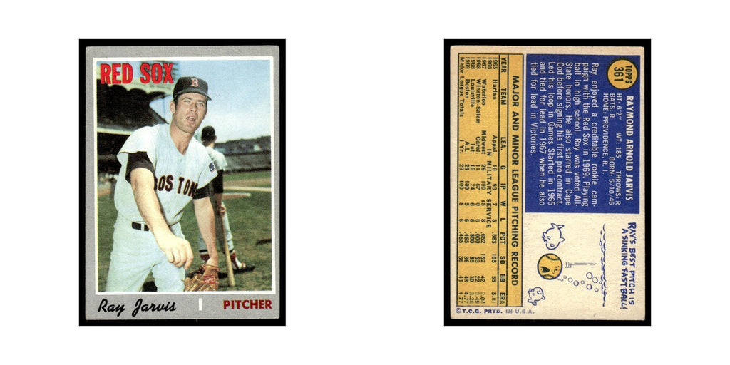 Ray Jarvis Rookie 1970 Topps (Damaged) #361 Boston Red Sox Baseball Card Poor