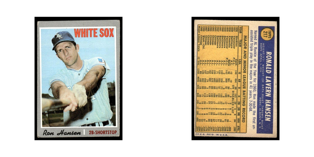 Ron Hansen 1970 Topps (Damaged) #217 Chicago White Sox Baseball Card Poor