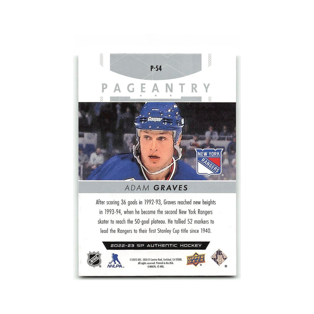 Adam Graves 2022 SP Authentic Pageantry #P-54 New York Rangers Hockey Card NM