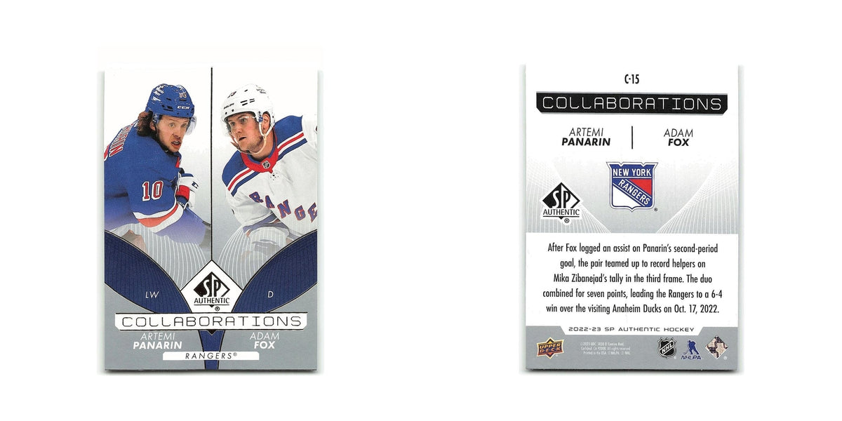 Artemi Panarin   Adam Fox 2022 SP Authentic Collaborations Blue #C-15 NM