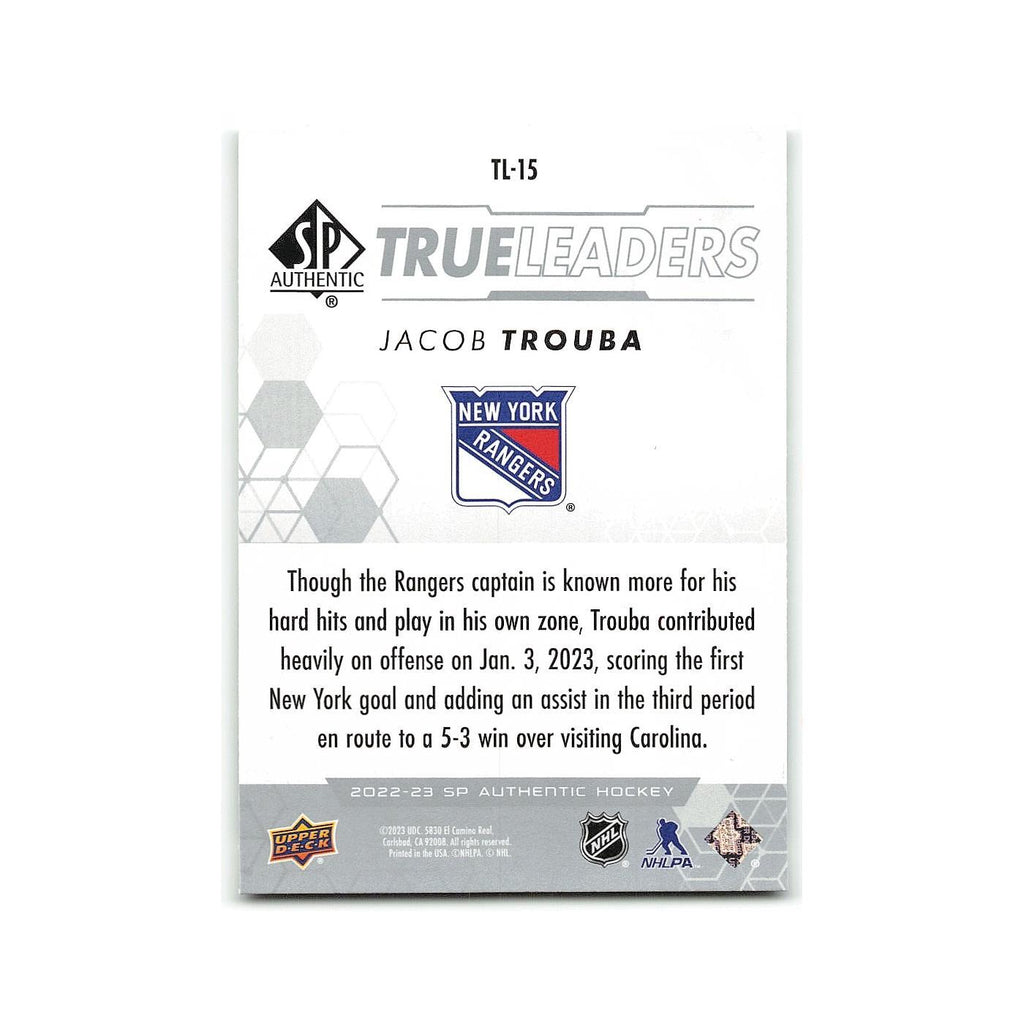 Jacob Trouba 2022 SP Authentic True Leaders #TL-15 New York Rangers NM