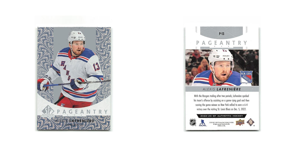 Alexis Lafreniere 2022 SP Authentic Pageantry #P-13 New York Rangers NM