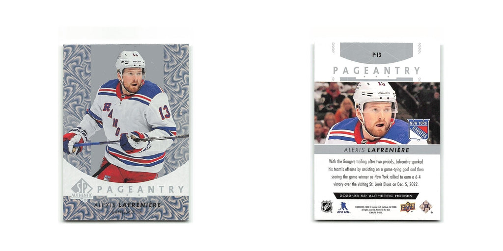 Alexis Lafreniere 2022 SP Authentic Pageantry #P-13 New York Rangers NM
