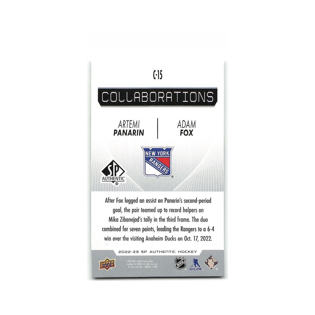 Artemi Panarin   Adam Fox 2022 SP Authentic Collaborations #C-15 NM