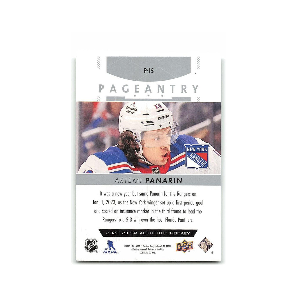 Artemi Panarin 2022 SP Authentic Pageantry #P-15 New York Rangers Hockey Card NM