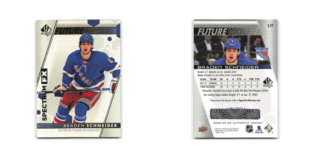 Braden Schneider 2022 SP Authentic Spectrum FX #S-77 New York Rangers NM