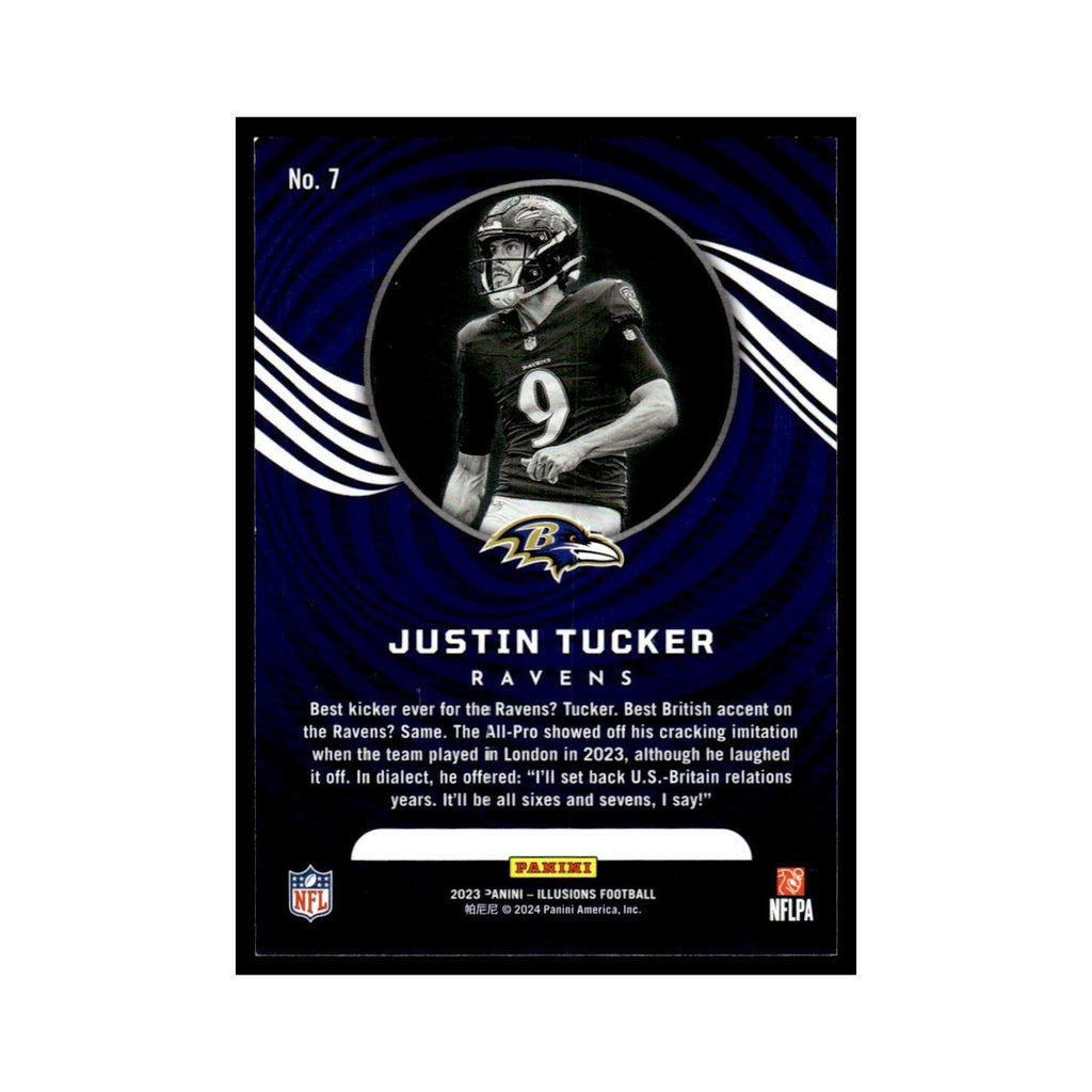 Justin Tucker 2023 Panini Illusions #7 Baltimore Ravens Football Card NM