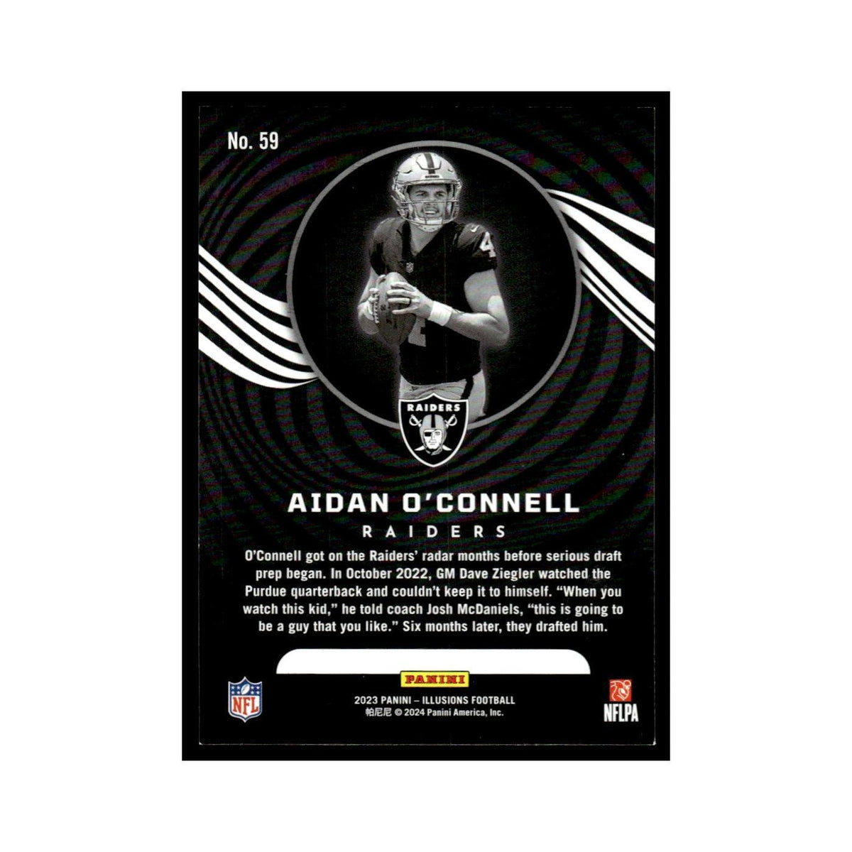 Aidan O'Connell Rookie 2023 Panini Illusions #59 Las Vegas Raiders NM