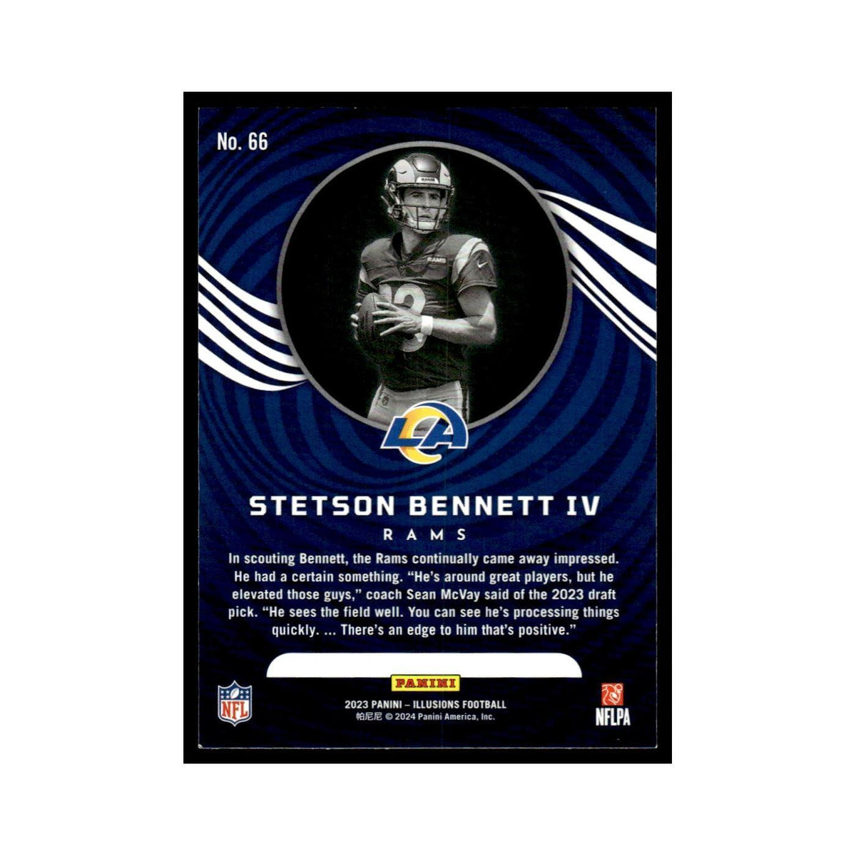Stetson Bennett IV Rookie 2023 Panini Illusions #66 Los Angeles Rams NM