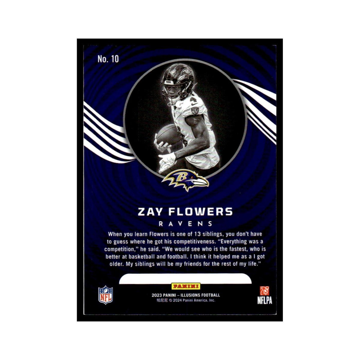 Zay Flowers Rookie 2023 Panini Illusions #10 Baltimore Ravens Football Card NM