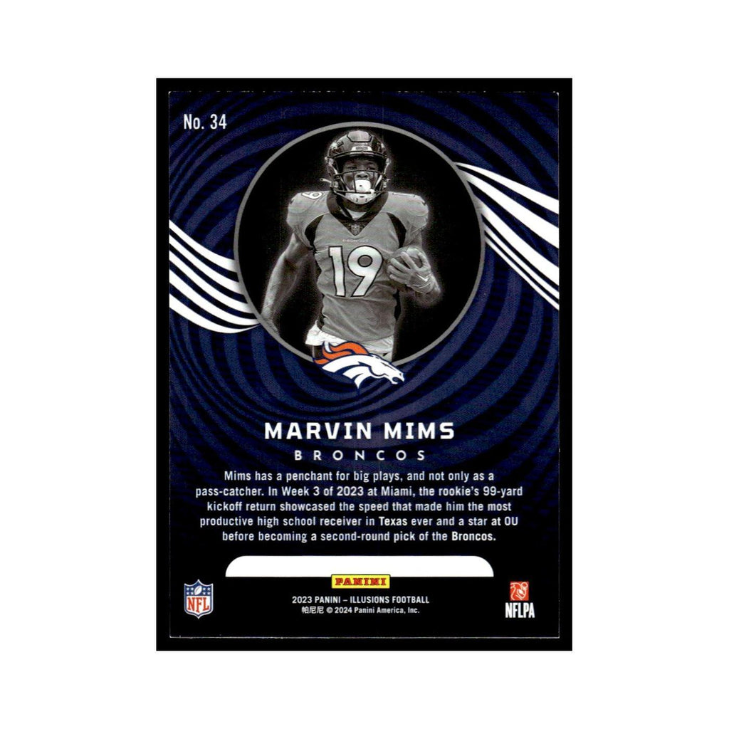 Marvin Mims Rookie 2023 Panini Illusions #34 Denver Broncos Football Card NM