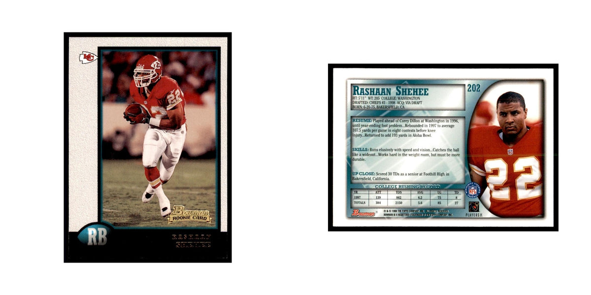 1998 Bowman Rashaan Shehee RC Football Cards #202
