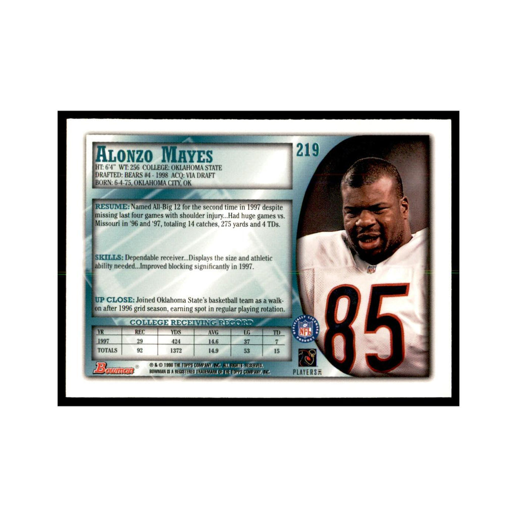 1998 Bowman Alonzo Mayes RC Football Cards #219