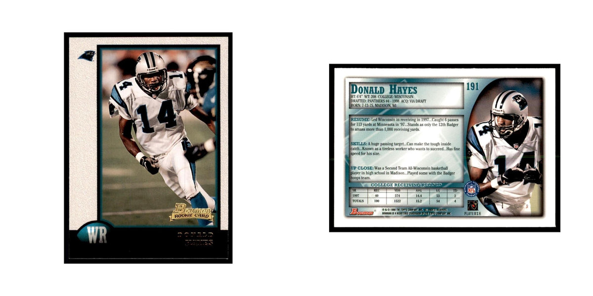 1998 Bowman Donald Hayes RC Football Cards #191