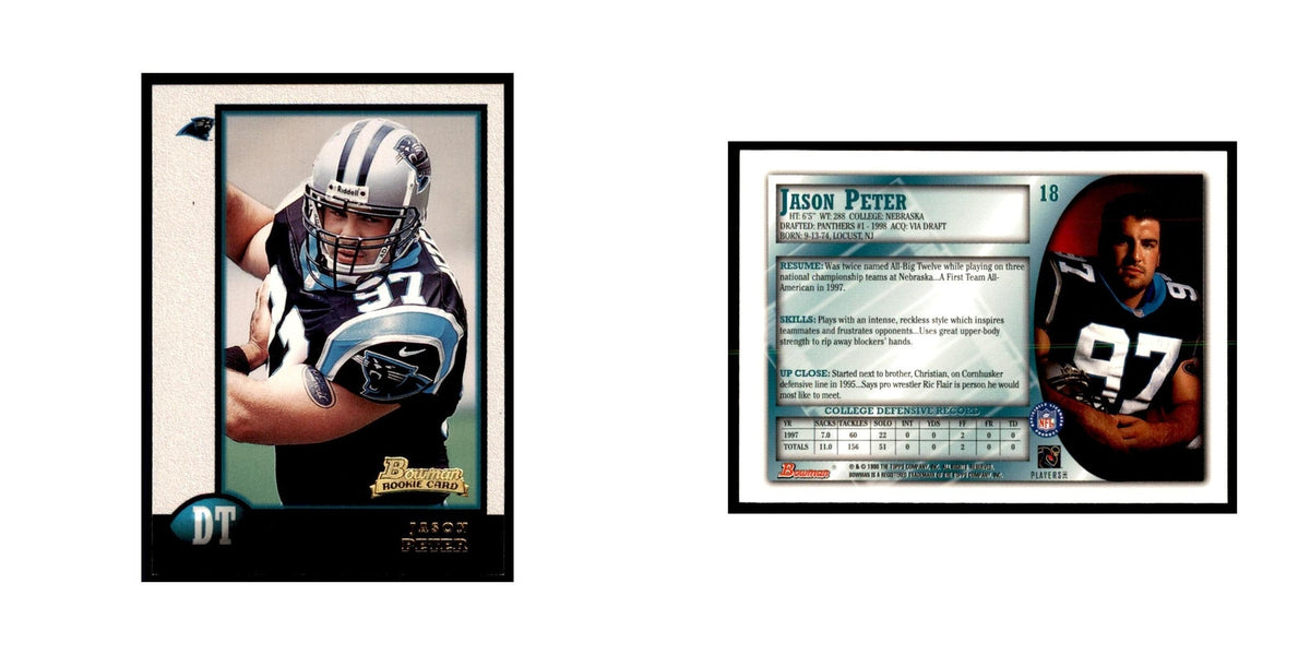 1998 Bowman Jason Peter RC Football Cards #18
