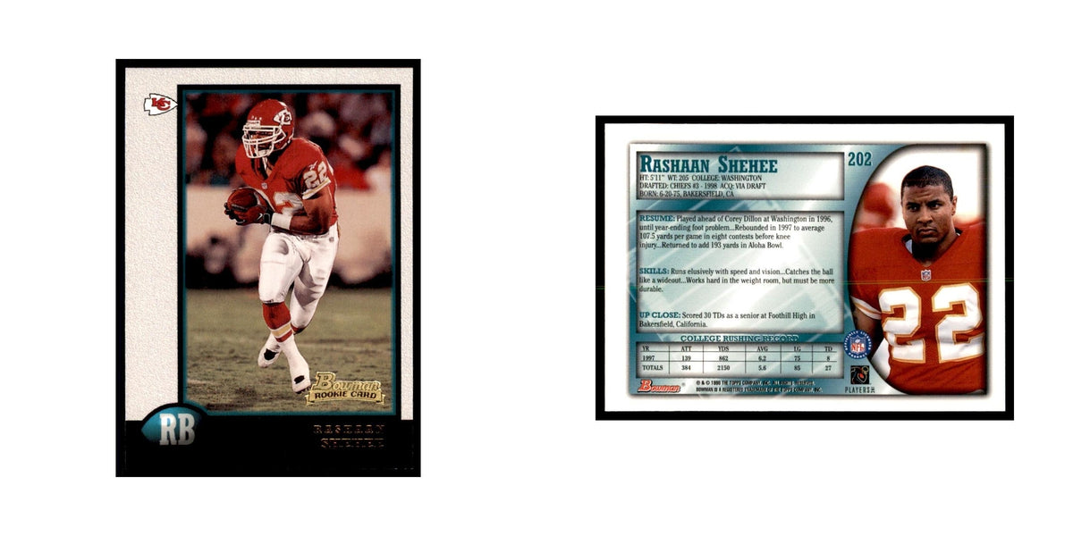 1998 Bowman Rashaan Shehee RC Football Cards #202