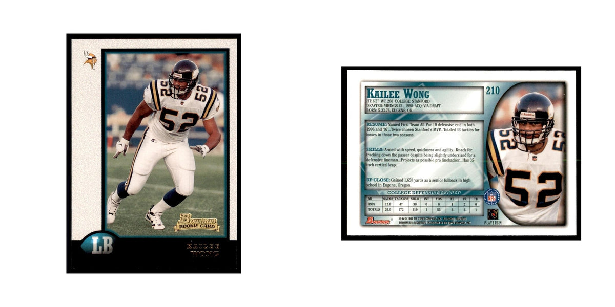 1998 Bowman Kailee Wong RC Football Cards #210