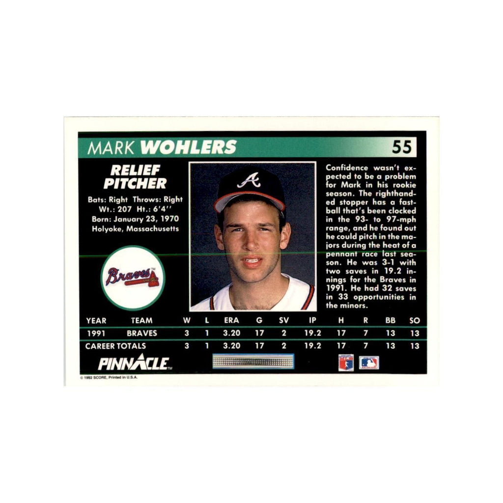 1992 Pinnacle Mark Wohlers Baseball Cards #55