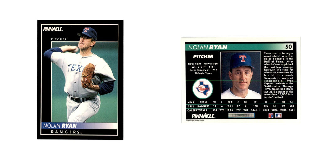 1992 Pinnacle Nolan Ryan Baseball Cards #50
