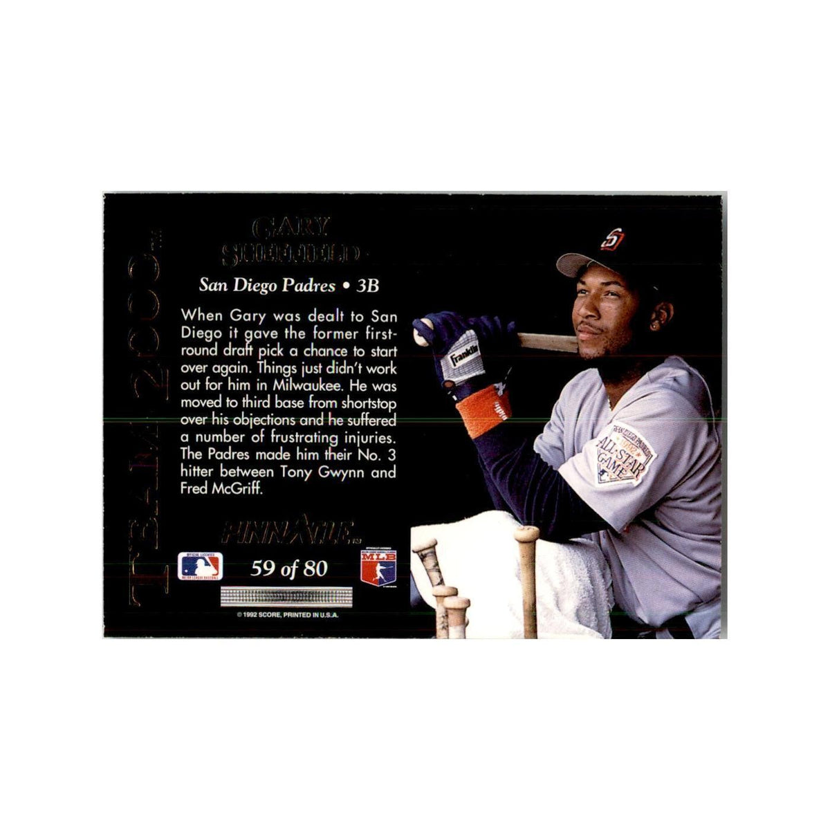 1992 Pinnacle Gary Sheffield Baseball Cards #59