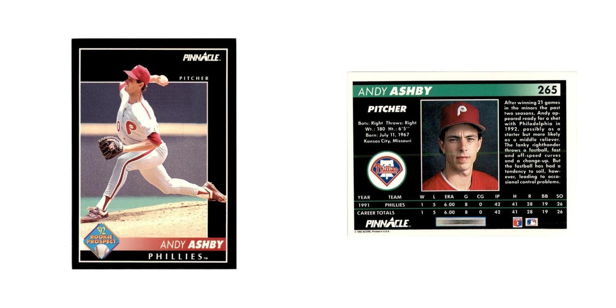 1992 Pinnacle Andy Ashby Baseball Cards #265