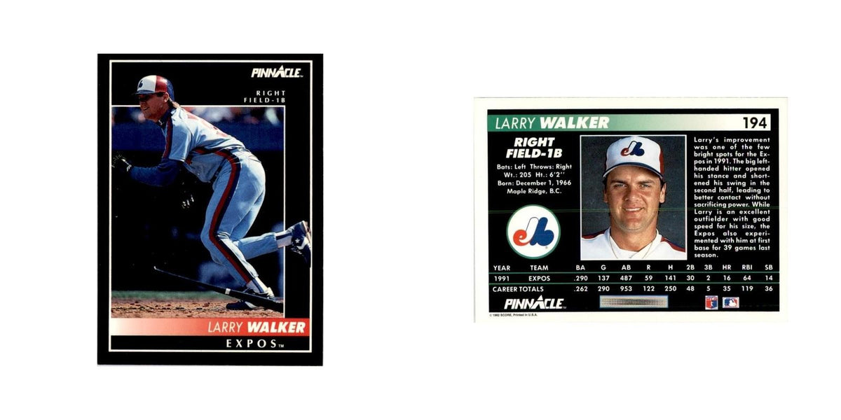 1992 Pinnacle Larry Walker Baseball Cards #194
