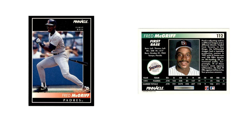 1992 Pinnacle Fred McGriff Baseball Cards #112