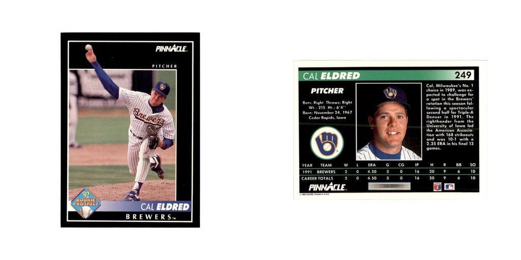 1992 Pinnacle Cal Eldred Baseball Cards #249