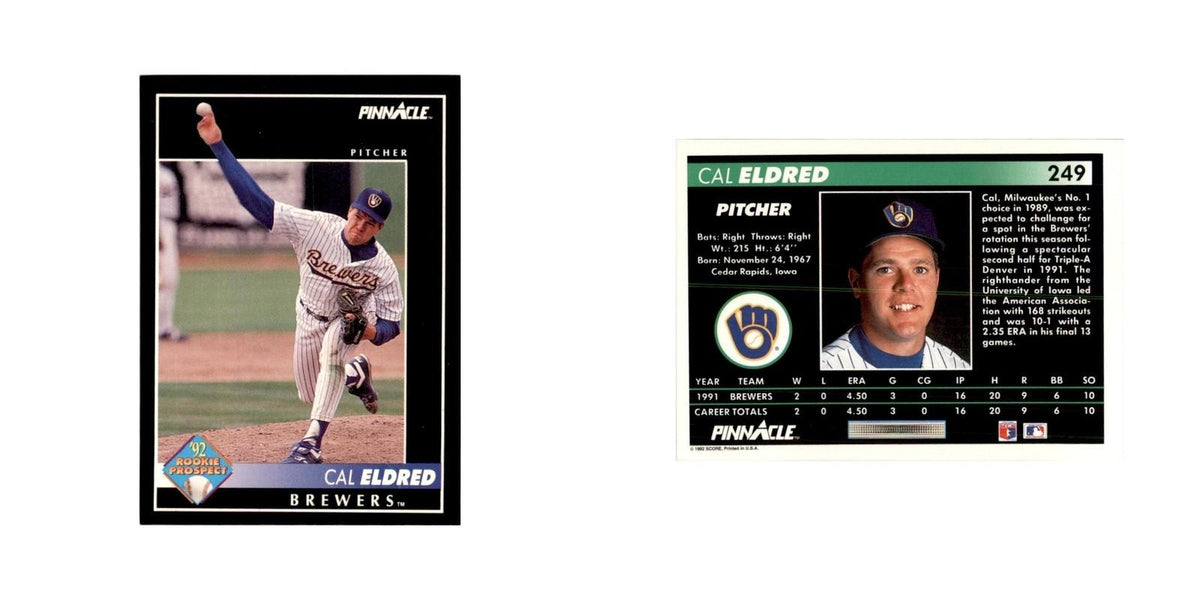 1992 Pinnacle Cal Eldred Baseball Cards #249