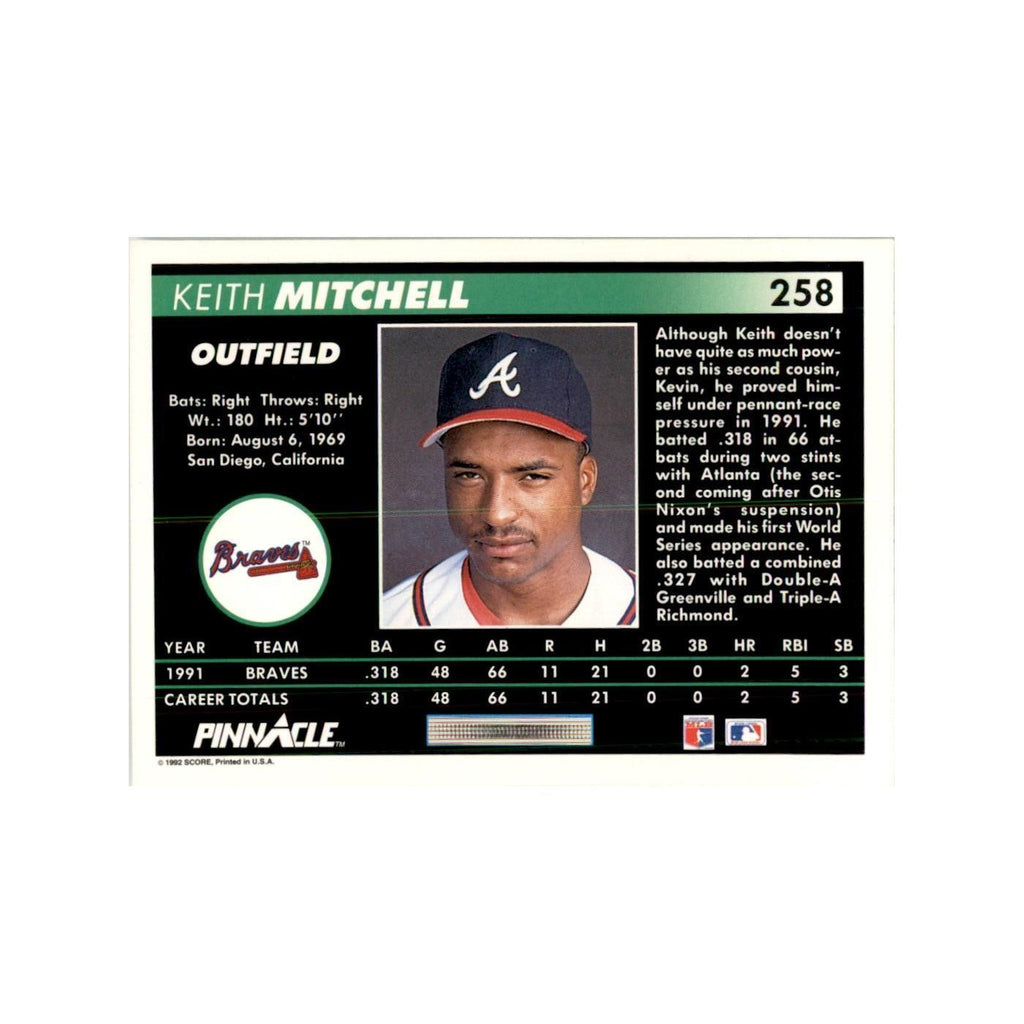 1992 Pinnacle Keith Mitchell Baseball Cards #258